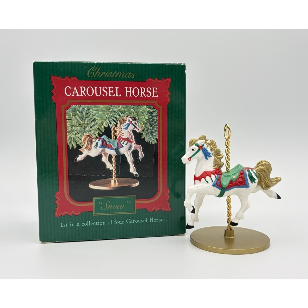 1989 Hallmark Keepsake Ornament Christmas Carousel Horse Snow XPR9719 Vintage